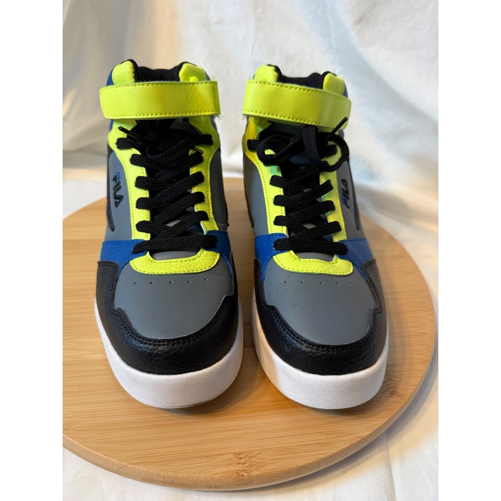 Fila Vulc 13 Mid Plus Mens Grey Black Blue Neon Yellow Sneakers 3FM01830-092 6.5 - Picture 2 of 9